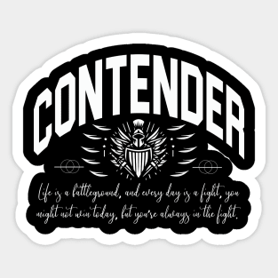 Contender, Motivational T-shirt Design. Sticker